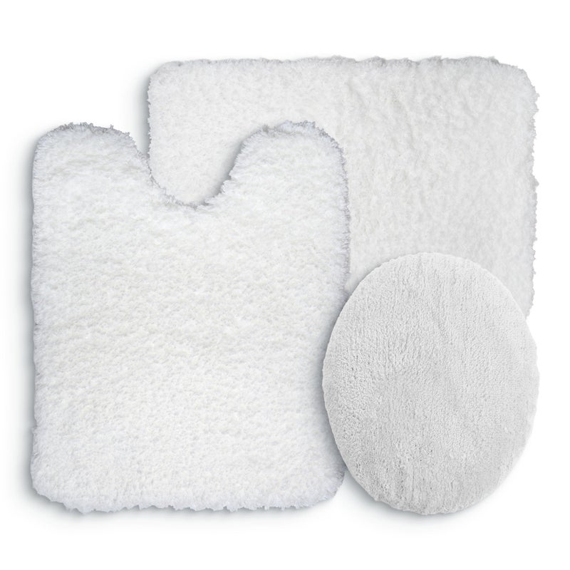 Lavish Home 3 Piece Super Plush Non-Slip Bath Mat Rug Set - White - Image 1